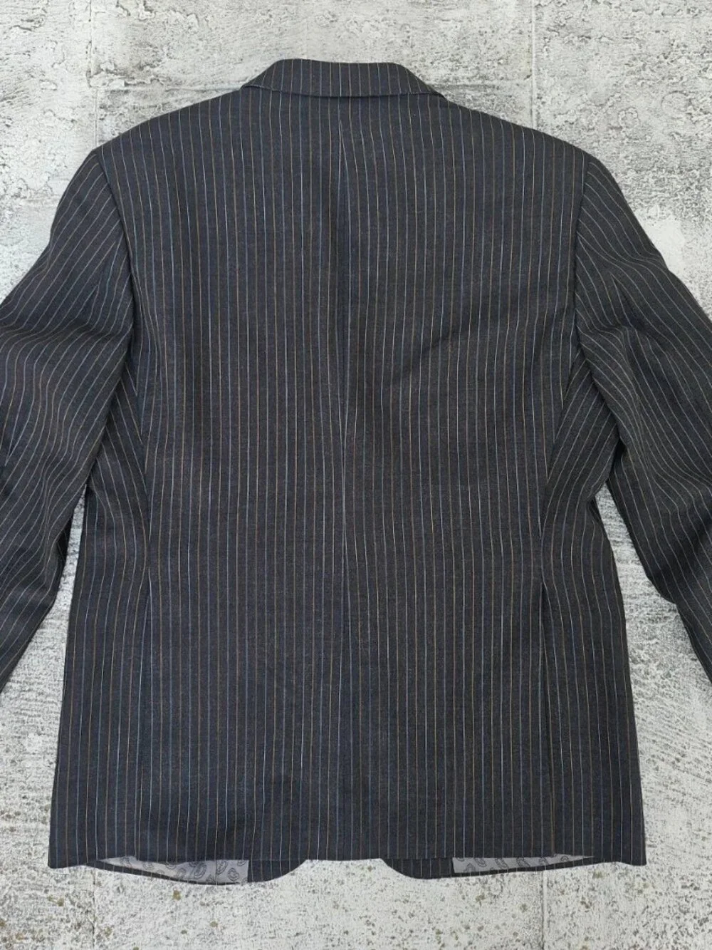 Vintage Men Blazer Jacket Sport Coat Black Multi Color Stripe Read desc size 44L